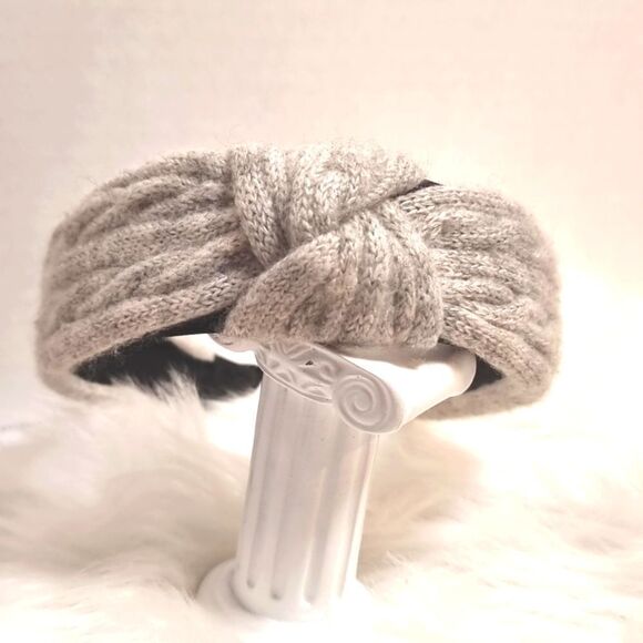 CABLE RIBBED SWEATER KNIT HEADBAND light grey - Picture 2 of 6